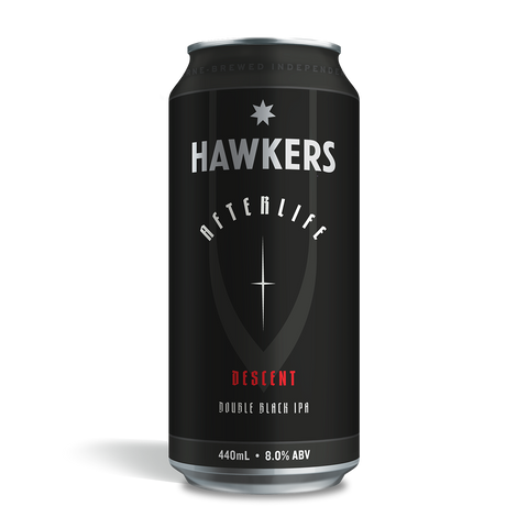 Hawkers Afterlife Descent Double Black IPA 440ml craft beer can Australia roasty floral citrusy black India Pale Ale