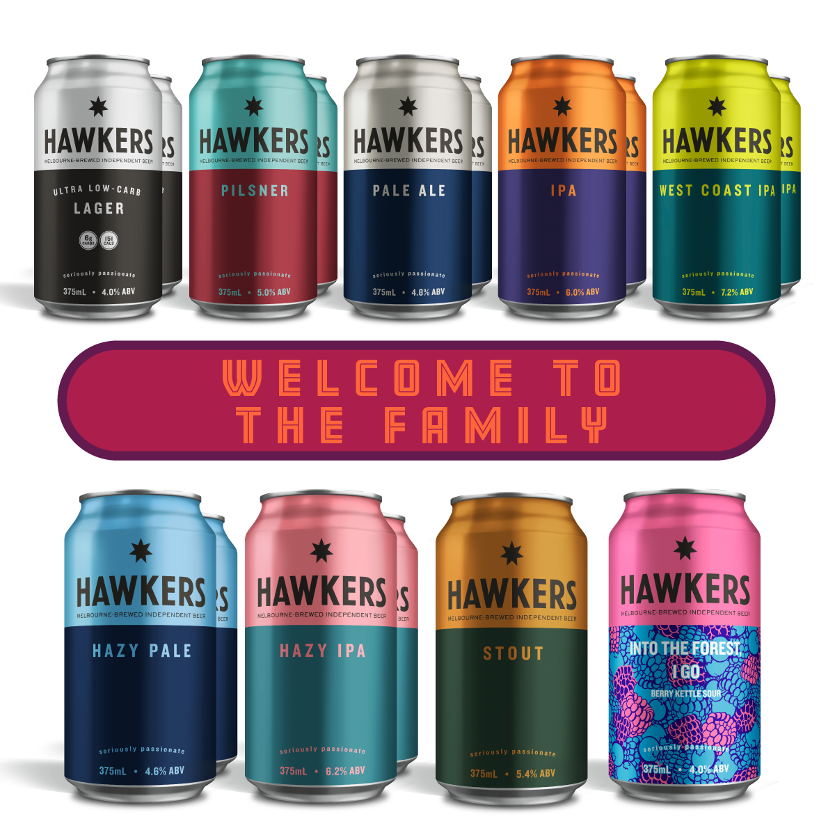 Hawkers Welcome to the Family 16 pack featuring full core range craft beer selection