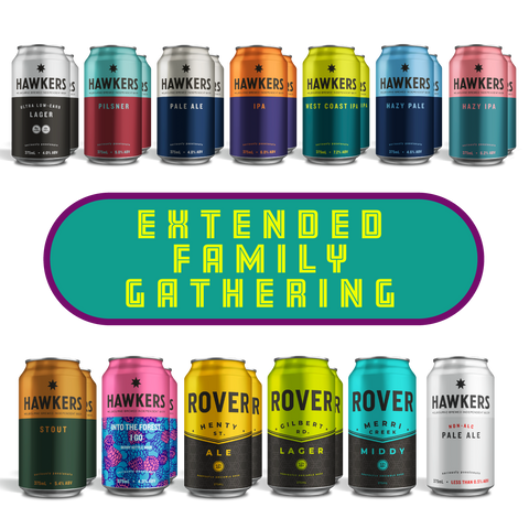 Hawkers Extended Family Gathering 24 pack featuring core range beers IPA lager pale ale stout