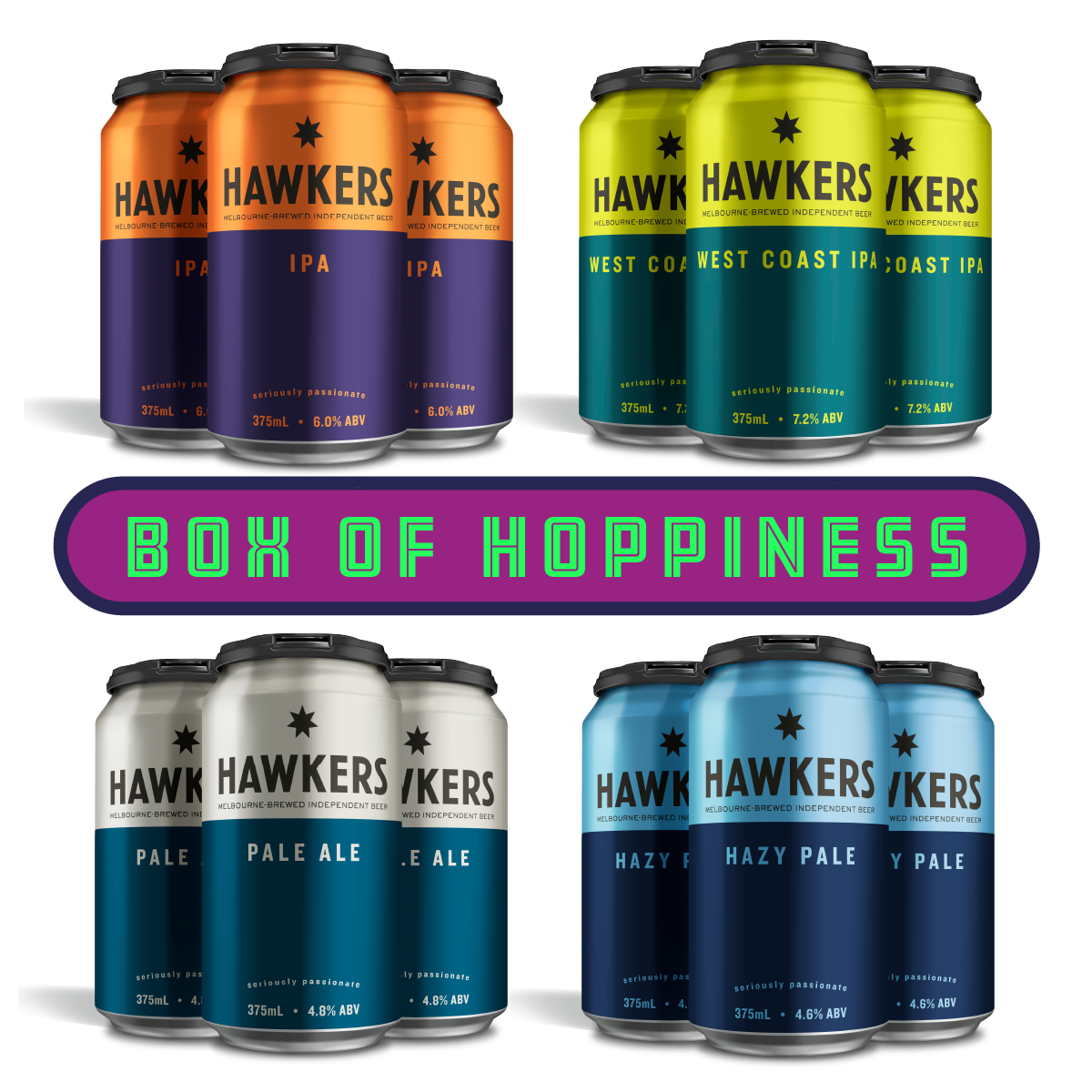 Hawkers Box of Hoppiness 16 pack craft beer mixed selection of hop-forward beers
