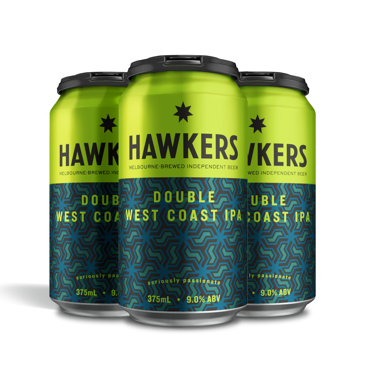 Hawkers Double West Coast IPA 4 pack 375ml craft beer cans Australia pine citrus hop forward double IPA beer pack