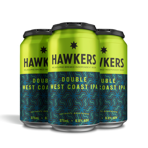 Hawkers Double West Coast IPA 4 pack 375ml craft beer cans Australia pine citrus hop forward double IPA beer pack
