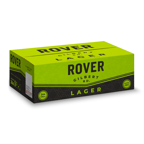 Hawkers Gilbert Road Lager 24 pack case 375ml craft beer cans Australia crisp clean refreshing lager beer carton