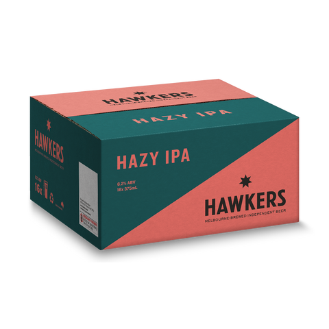 Hawkers Hazy IPA 16 pack case 375ml craft beer cans Australia brewery juicy tropical hazy IPA carton