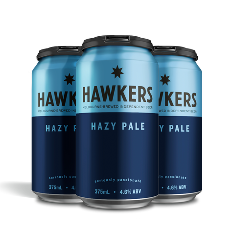 Hawkers Hazy Pale 4 pack 375ml craft beer cans Australia juicy tropical fruit hazy pale ale beer pack