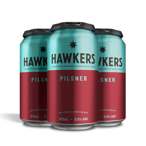 Hawkers Pilsner 4 pack craft beer cans Australia Melbourne crisp European style lager beer pack