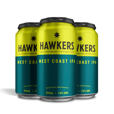 Hawkers West Coast IPA 4 pack 375ml craft beer cans Australia crisp bitter pine citrus IPA beer pack